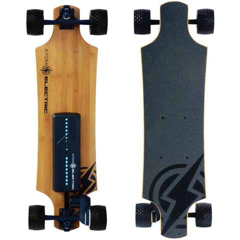 Atom Long Boards B10X All-Terrain Electric Skateboard - Bottom and Top View
