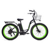 Image of Green Big Cat Long Beach Cruiser XL500 - Electric Cruiser Bike - Side View