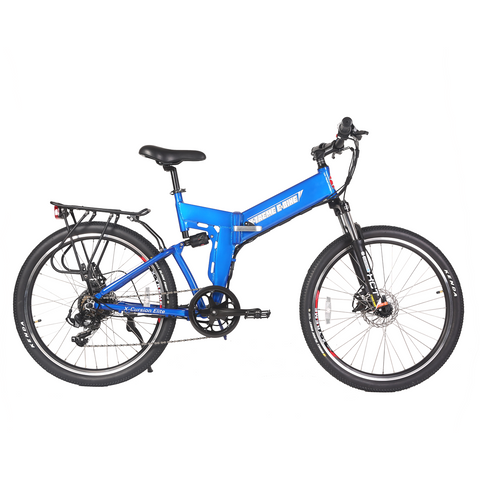 Blue X-Treme X Cursion Elite Folding Electric Mountain Bike - Side View
