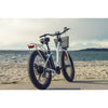 Image of White Big Cat Long Beach Cruiser XL500 - Electric Cruiser Bike - At the beach