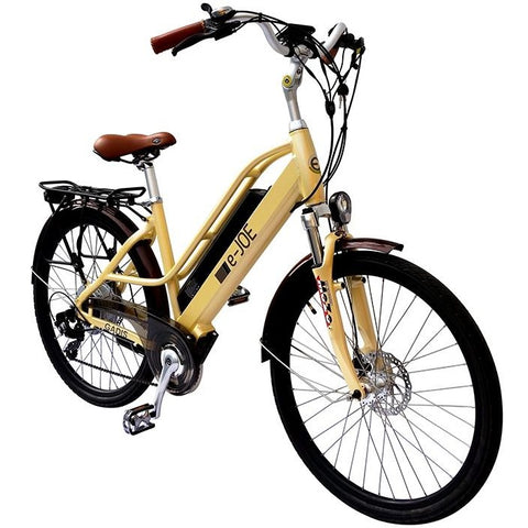 Vanilla Beige e-Joe GADIS Step Thru - Electric Cruiser Bike - Front View
