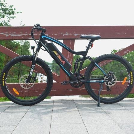 Blue AddMotor HitHot H1 Platinum - Electric Mountain Bike - On Bridge