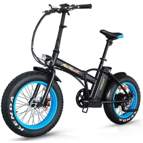 Blue AddMotor Motan M150 - Folding Fat Tire Electric Bike - Front View