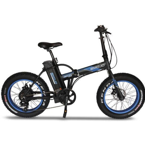  Black and Blue EMOJO Lynx Pro - Fat Tire Folding Electric Bike - Side View