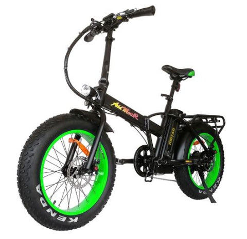 Green AddMotor Motan M150 - Folding Fat Tire Electric Bike - Front View