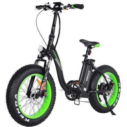 Green AddMotor Motan M140 - Folding Fat Tire Electric Bike - Front View