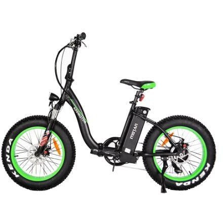 Green AddMotor Motan M140 - Folding Fat Tire Electric Bike - Side View