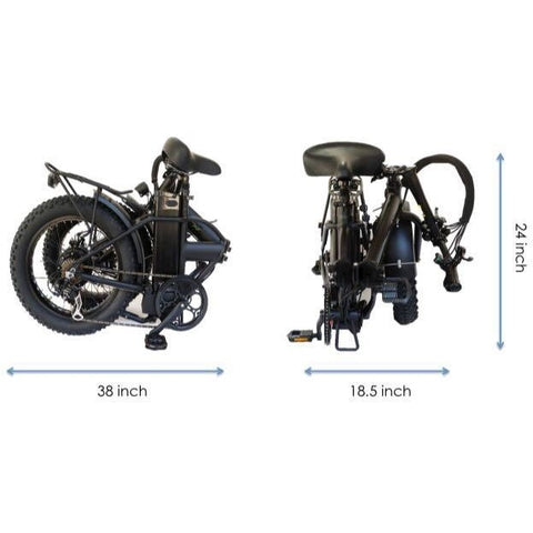 Joulvert Playa Desert - Folding Electric Bike - Folded Dimensions 