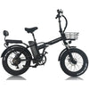 Image of Black Joulvert Playa Desert - Folding Electric Bike - Side View with Rear Seat and Basket