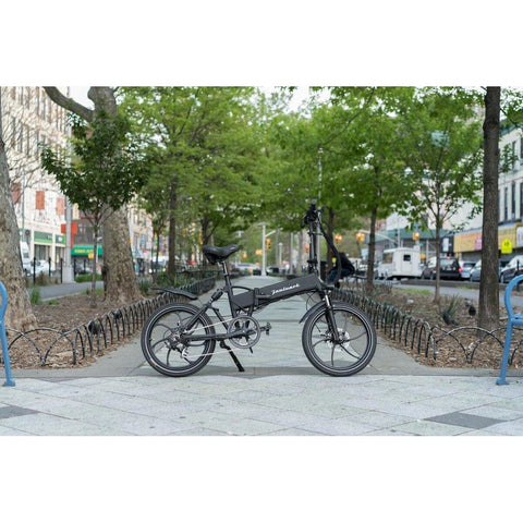 Joulvert Stealth - Folding Electric Bike - On the sidewalk
