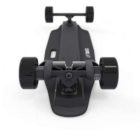 Liftboard Single Motor Electric Skateboard - bottom view with all 4 wheels