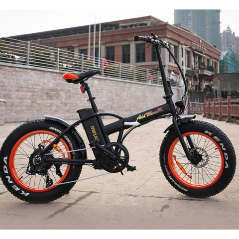 Orange AddMotor Motan M150 - Folding Fat Tire Electric Bike - On Pavement