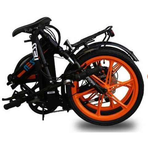 Orange Ness Rua Folding Electric Bike - Folded