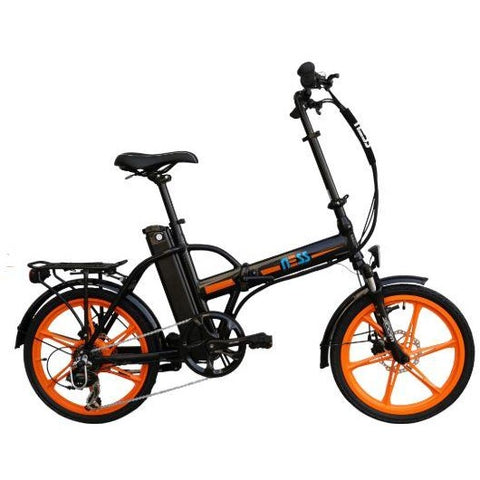 Orange Ness Rua Folding Electric Bike - Side View