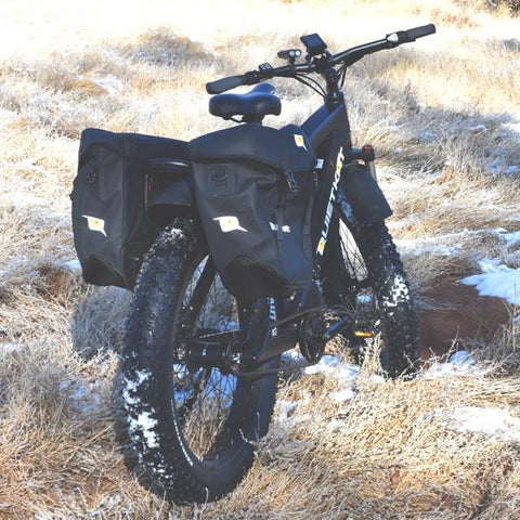 QuietKat - Pannier Bag Set - On E-Bike in a field