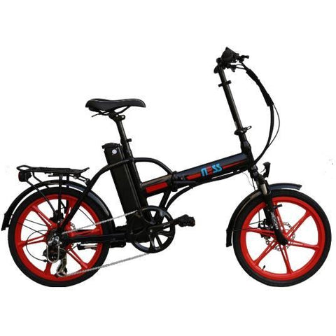 Red Ness Rua Folding Electric Bike - Side View