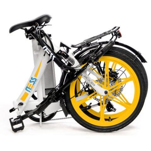 Yellow Ness Icon Folding Electric Bike - Folded