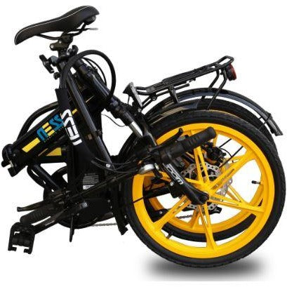 Yellow Ness Rua Folding Electric Bike - Folded