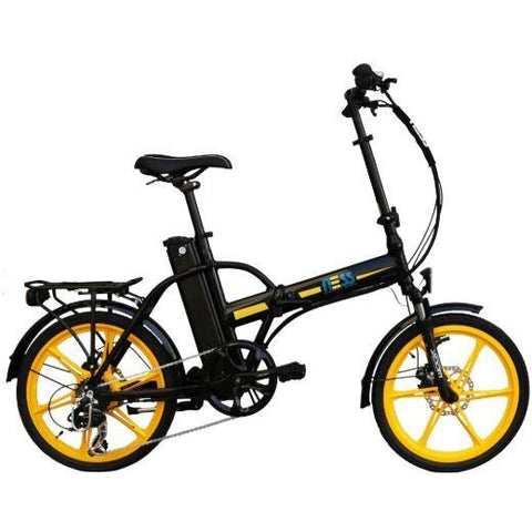 Yellow Ness Rua Folding Electric Bike - Side View