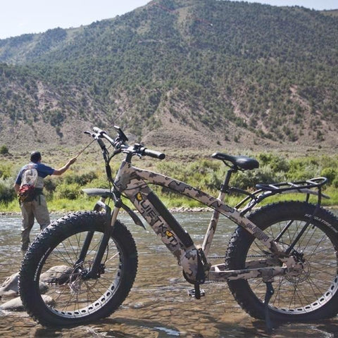 QuietKat - FatKat Pannier Rack - On a E-Bike in the river