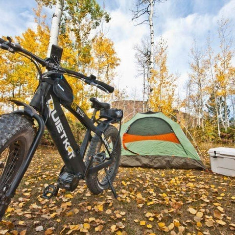 QuietKat - FatKat Pannier Rack - On E-Bike in a campsite