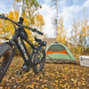 Image of QuietKat - FatKat Pannier Rack - On E-Bike in a campsite