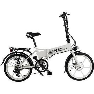 White Enzo eBikes - Folding Electric Bike - Side View