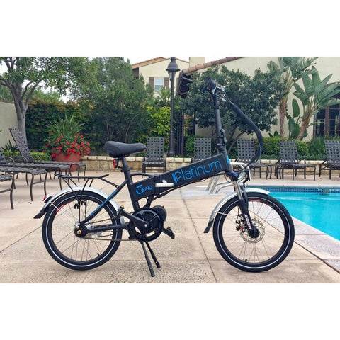 Black Platinum E-BIKES 3OND - Folding Electric Bike - By Pool