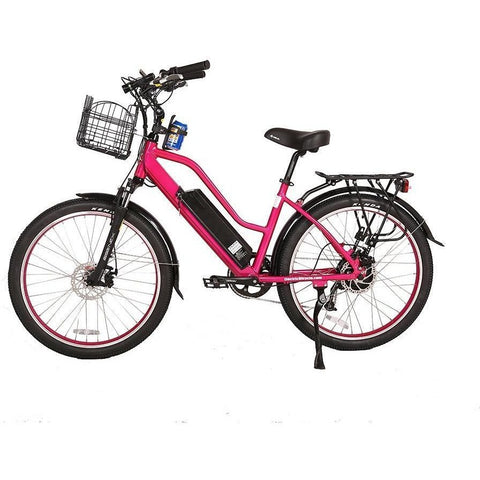 Pink X-Treme Catalina 48V Electric Cruiser Bike - Side View